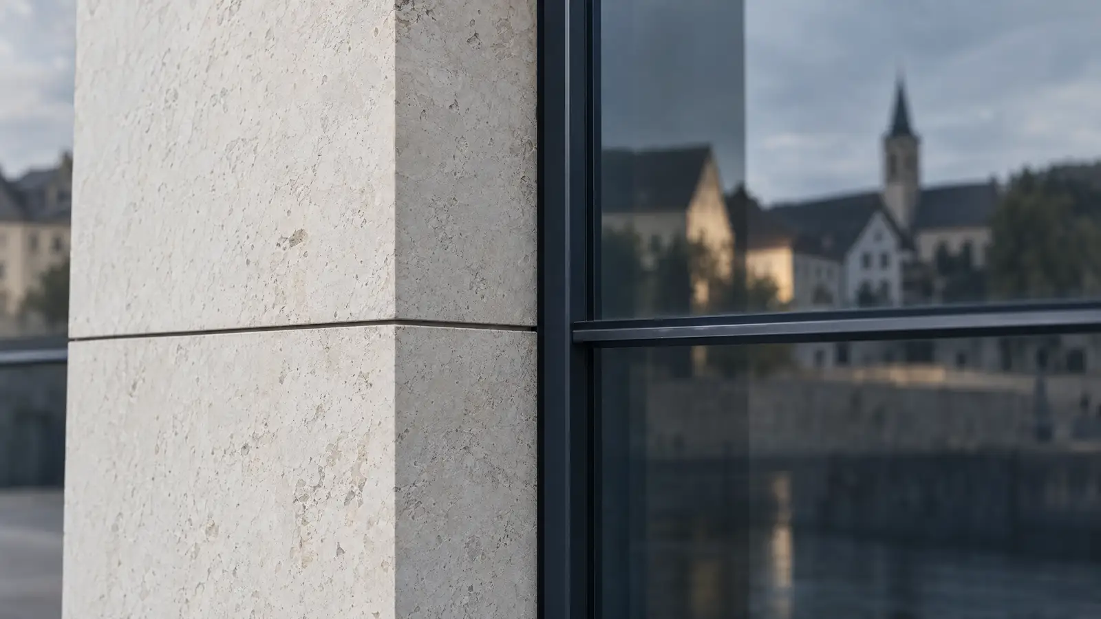 Ruhige Architekturaufnahme, warmer Tageslichtton