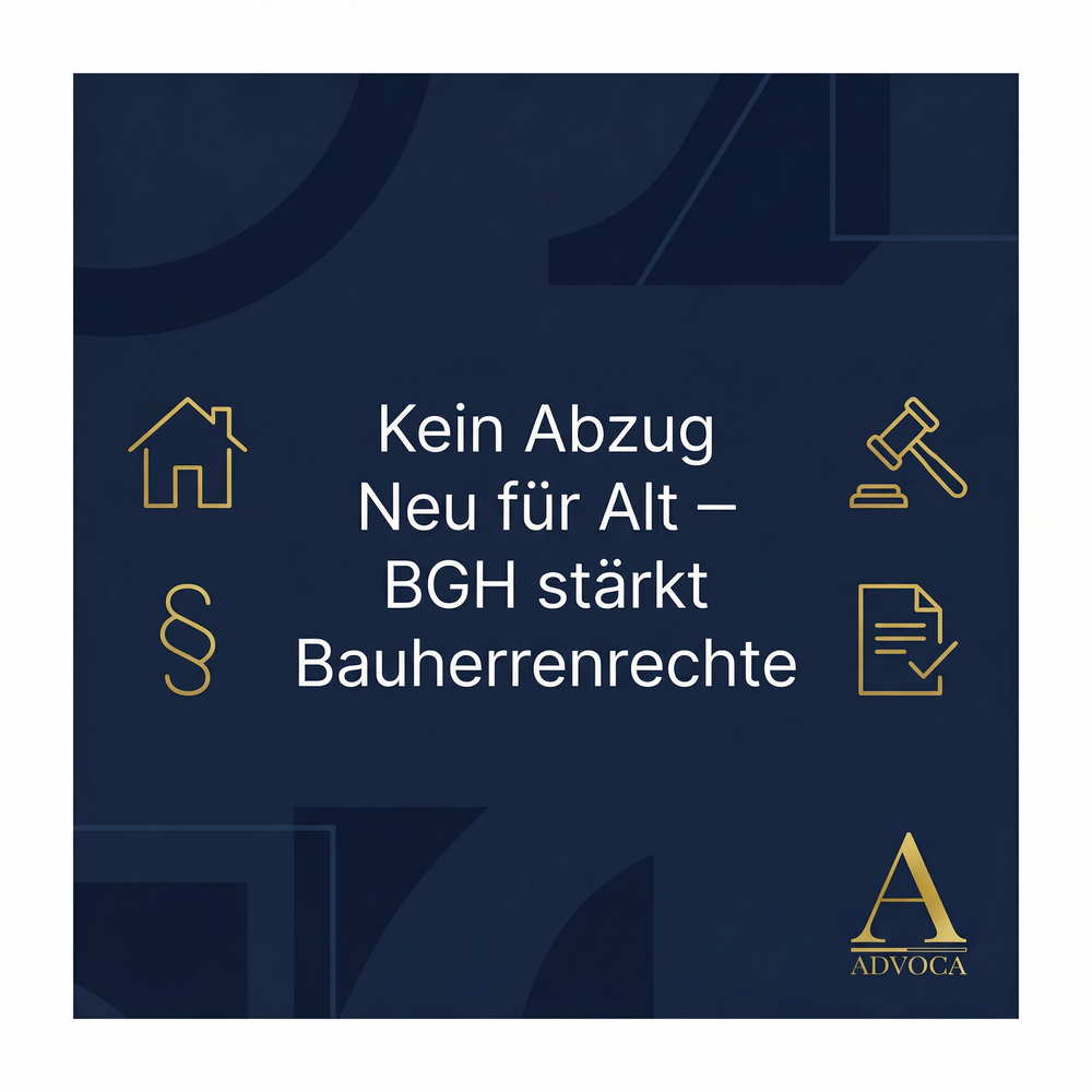BGH-Urteil Kein Abzug neu fuer alt Baumängel Baurecht ADVOCA Rechtsanwälte