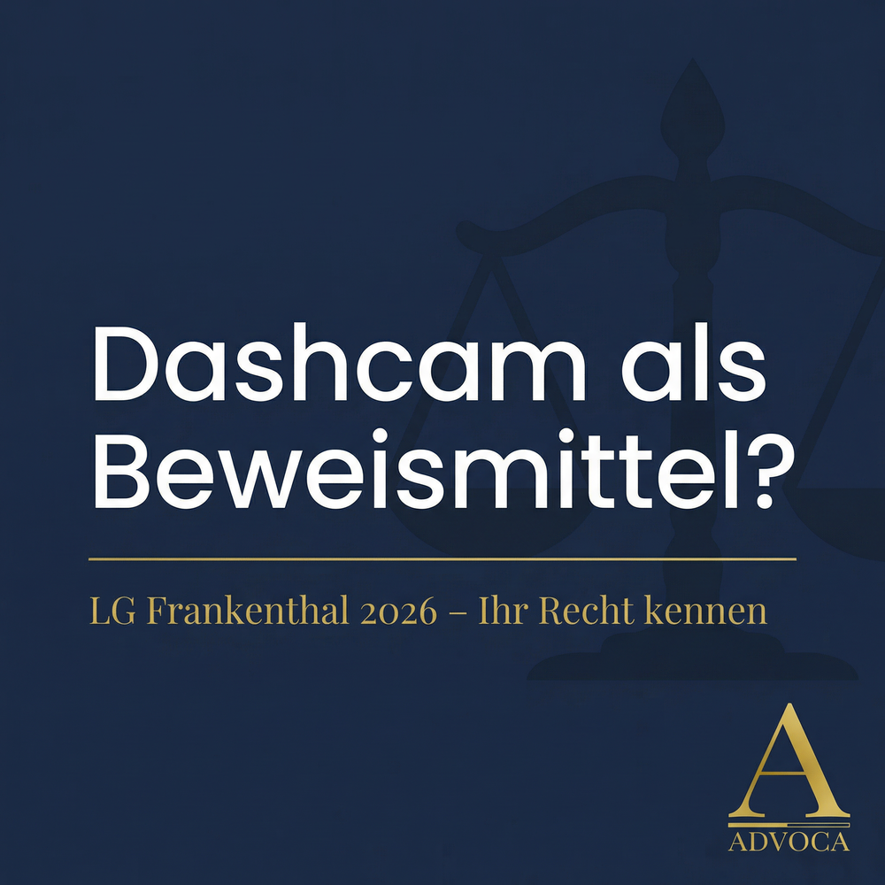 Dashcam als Beweismittel im Verkehrsrecht – LG Frankenthal 2026 – ADVOCA Rechtsanwälte