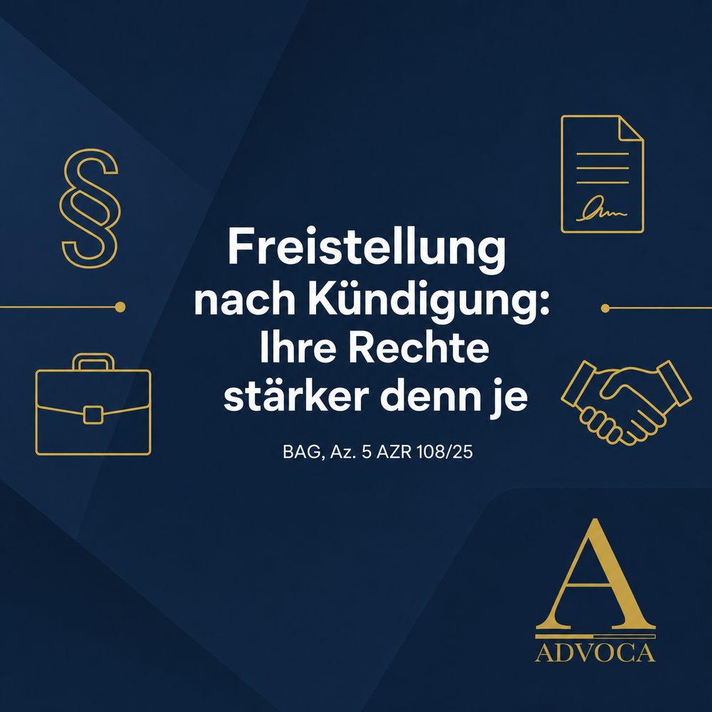 BAG Urteil Freistellungsklausel Kündigung Arbeitsrecht 5 AZR 108/25 ADVOCA Rechtsanwälte