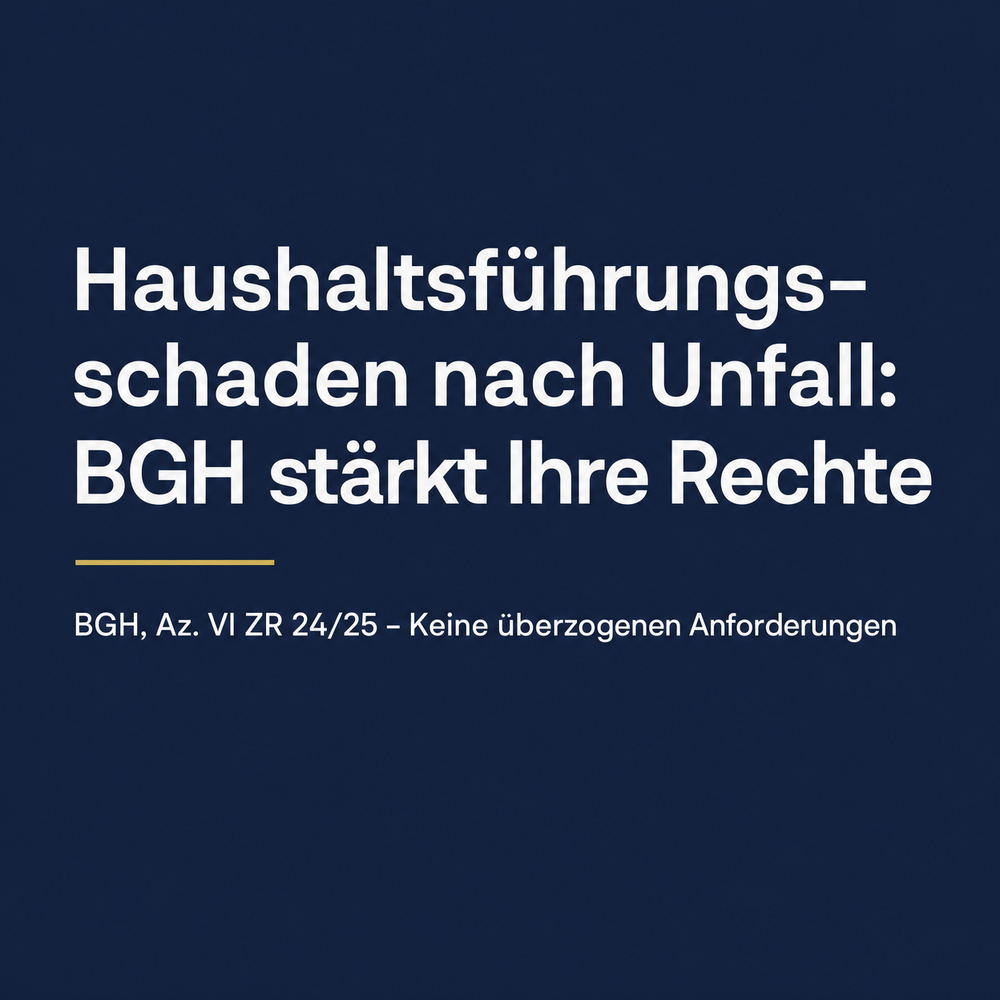 BGH Haushaltsführungsschaden Verkehrsrecht Urteil VI ZR 24/25 ADVOCA Rechtsanwälte