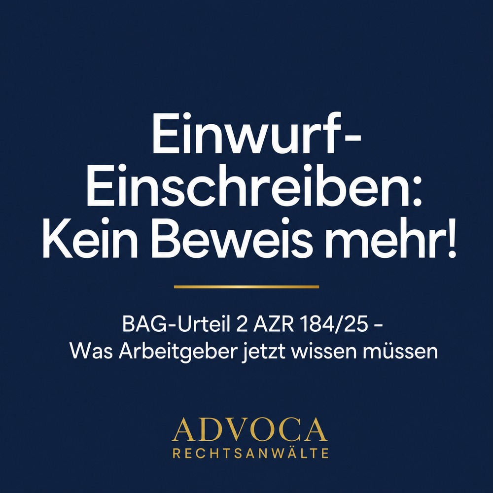 Einwurf-Einschreiben kein Beweis mehr BAG-Urteil 2026 ADVOCA Rechtsanwälte